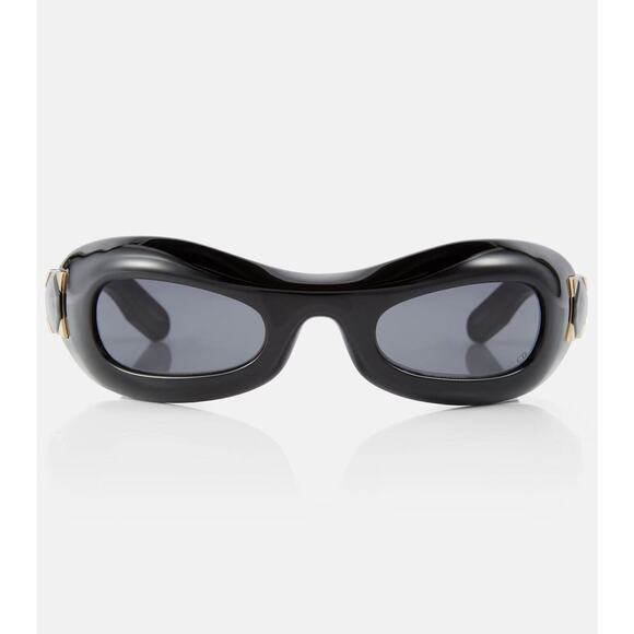 Dior "Lady" Black 95.22 R1I Oval Cat Eye Shield Sunglasses 51-25-110 NEW - Picture 3 of 6